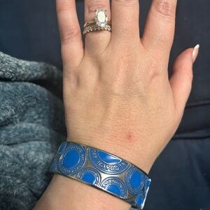 1941 Coach Bangle Bracelet Blue and Silver (thick)